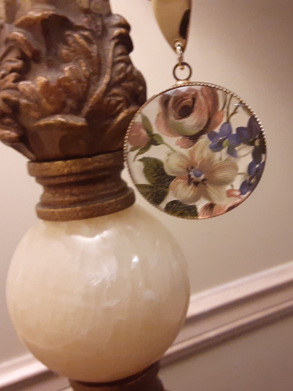 Hand Painted Floral Pendant Necklace